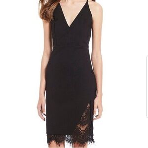 ASTR strap Black V Neck Lace Trim Dress M